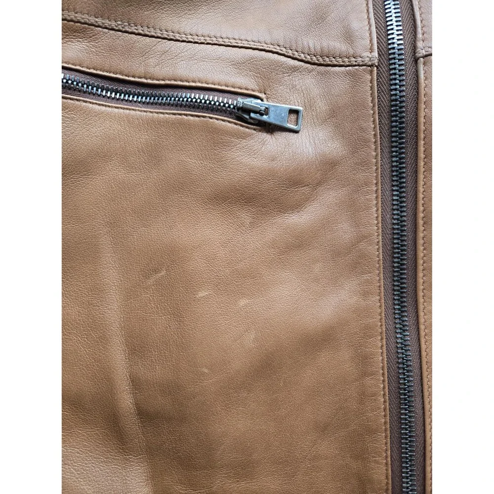 Vintage Italy-made atelier rust brown nappa leather café racer jacket - mens XL‎